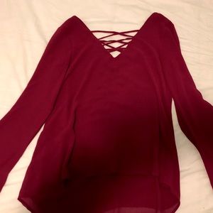 Naked Zebra Purple Bell-Sleeved Blouse